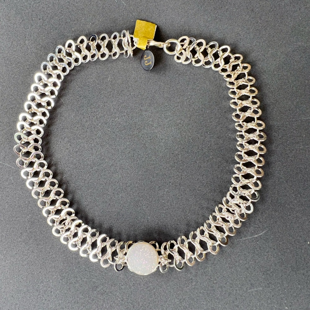 COPY - Gorgeous white drusy stone & silver plate necklace